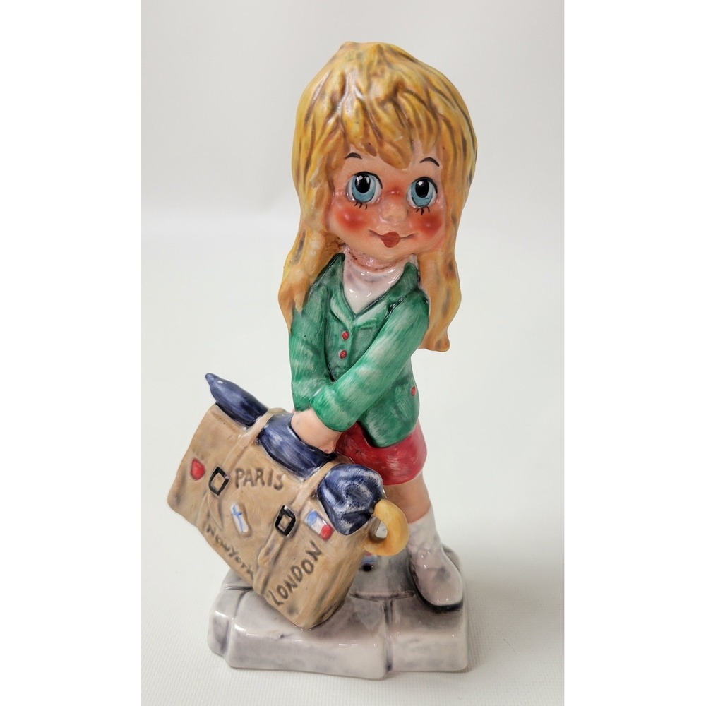 Goebel Michel T. Girl Traveler Figurine 11 020-14 W. Germany Vintage Porcelain